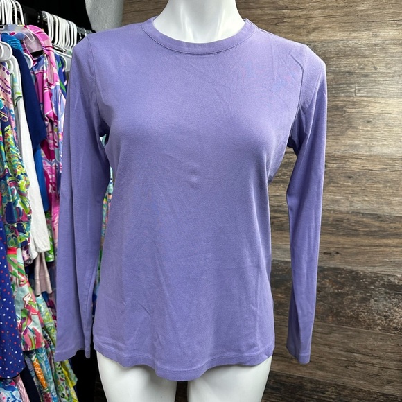 Lands' End Purple Fitted Long Sleeve Tee - Picture 1 of 5